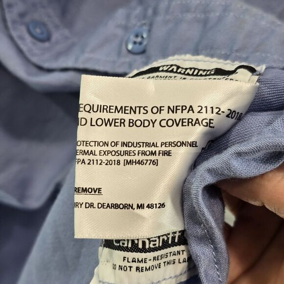 Carhartt Shirt Mens XL FR Fire Long Sleeve Button Down Blue CAT 2 ATPV 8.7 - Picture 10 of 13